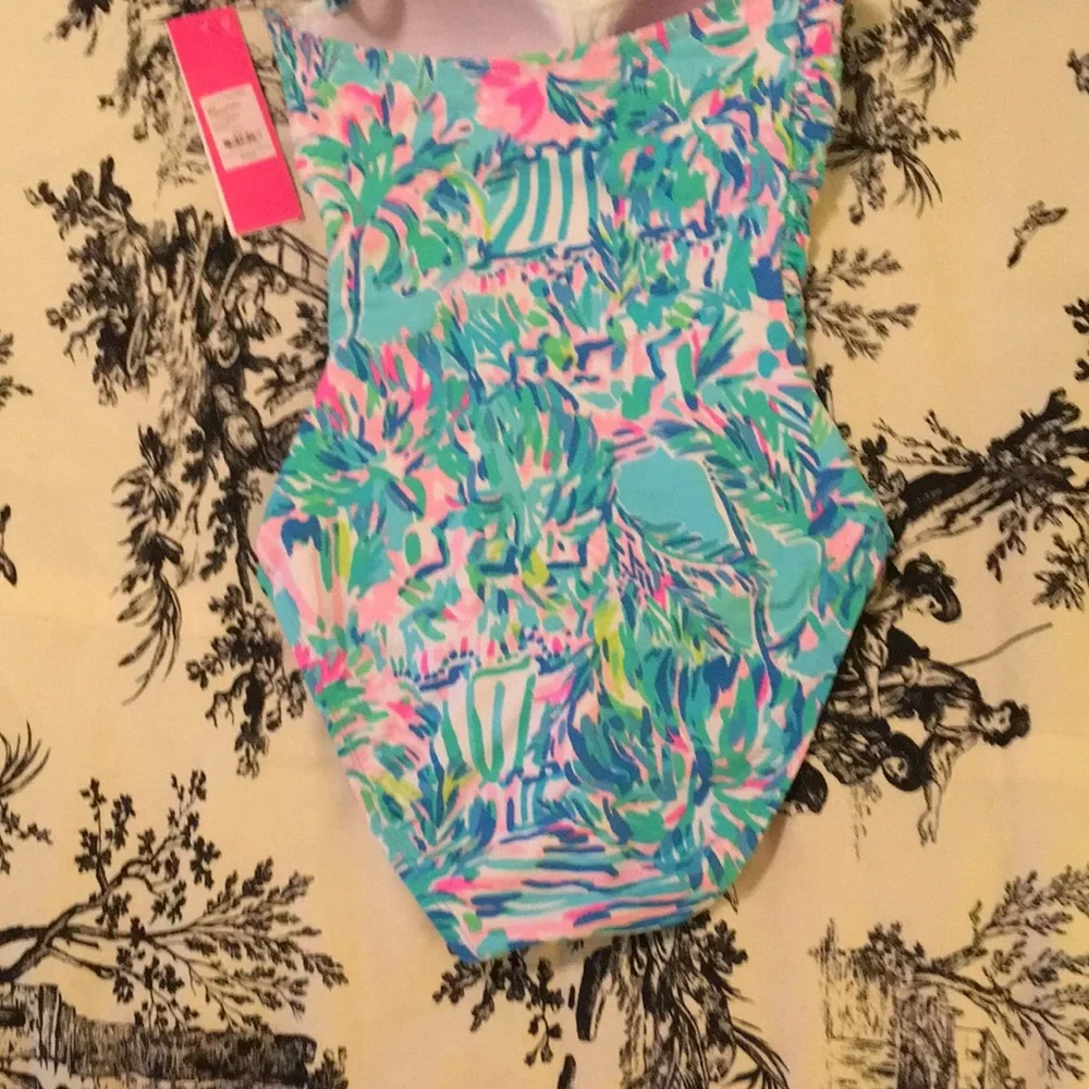 NWT Lilly Pulitzer Blue Ibiza Canbana Cocktail One piece Swimsuit Size 0 - Picture 9 of 12